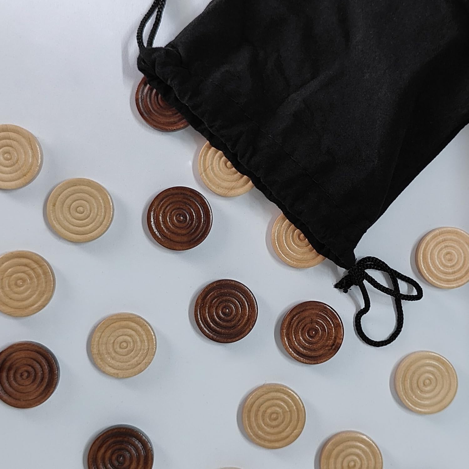 Wooden Checkers & Backgammon Pieces – Dark Brown/Natural 30 Count Set