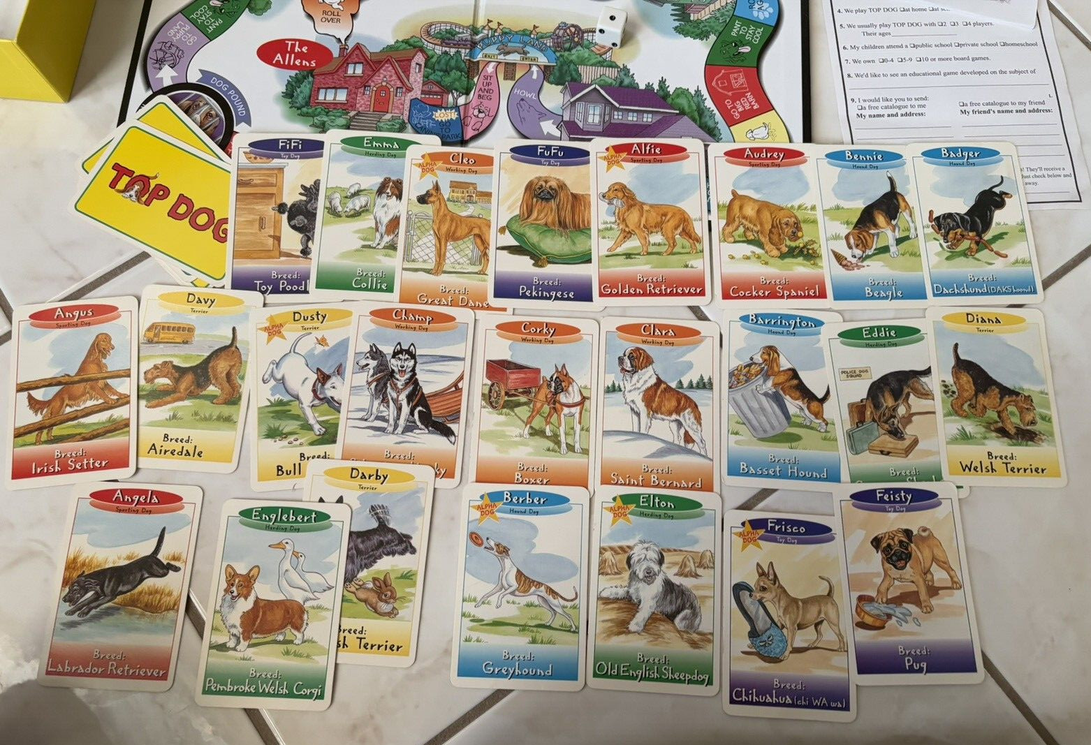 Top Dog Board Game COMPLETE Aristoplay Vintage 1995 Kids Family Animal Adventure