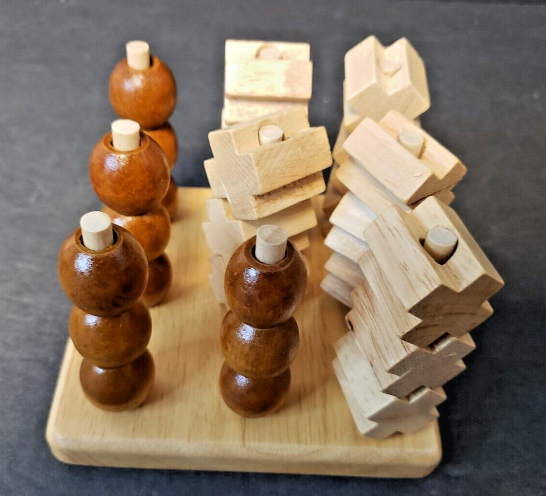 Tic Tac Toe 3D Sterling Games Set #2705 Wood Pieces Complete Set