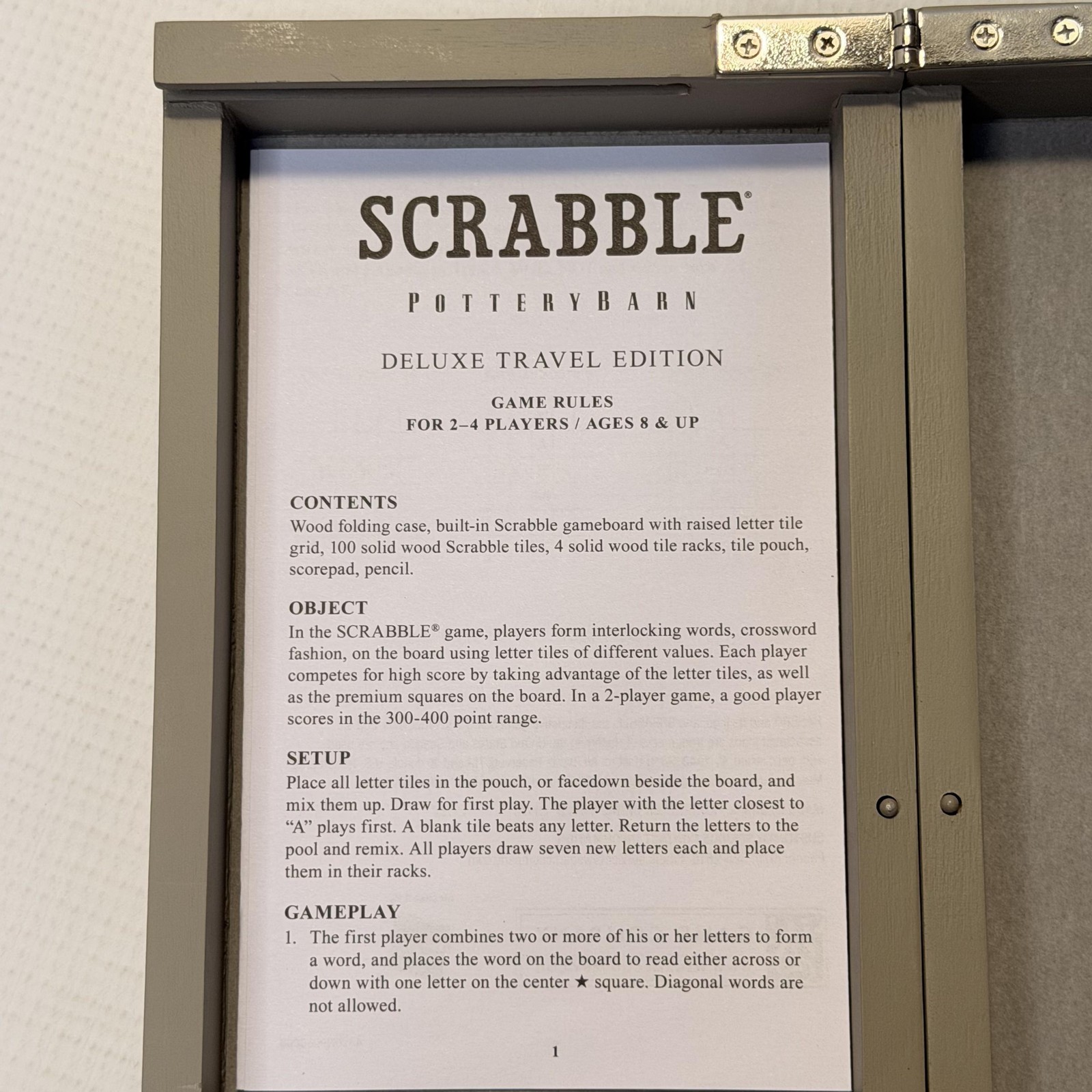 Hasbro Scrabble Pottery Barn Deluxe Travel Board Word Game 8+ 2-4 Players 2019