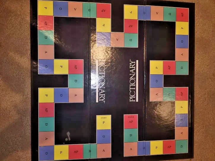 Pictionary 1985 First Edition Board Game Original Box Missing Pieces