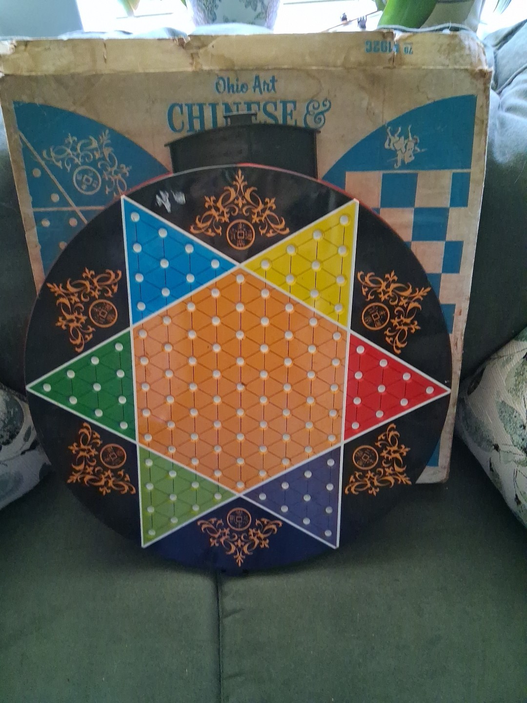 Chinese & Regular Checkers Metal Tin Game #539 Ohio Art Co 17.5″ Vintage 2 in 1