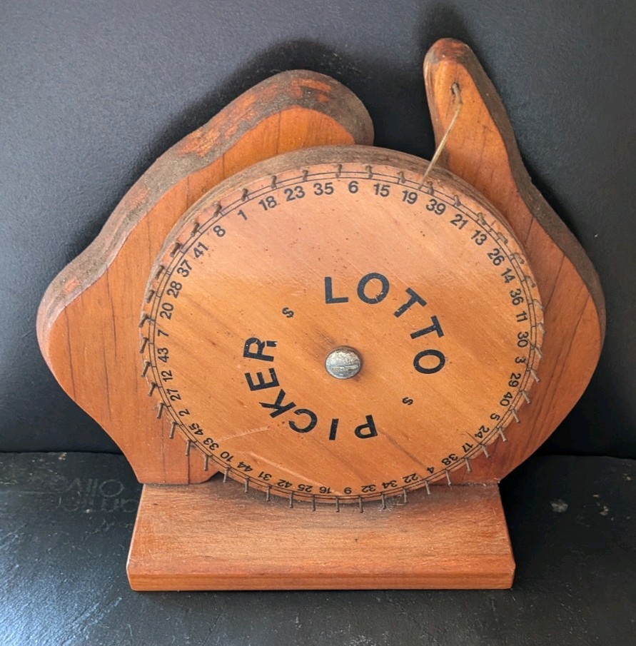 Vintage Australia Map Shaped Wooden Lotto Picker Lottery Number Generator