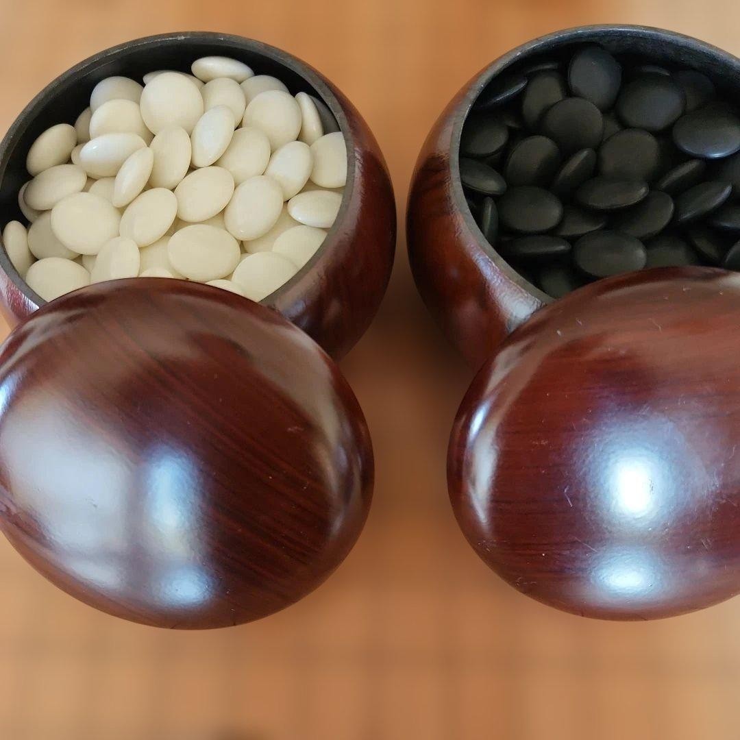 Japanese Go Stones White 181 Black 182 & Go Bowls for IGO Game Vintage Japan