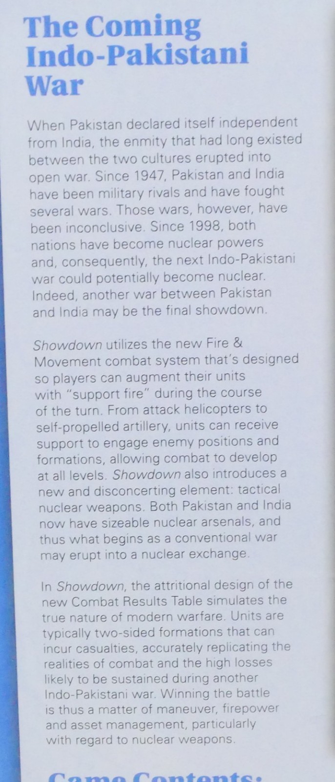 Decision Games Folio Game Series, Modern, Showdown The Coming Indo-Pakistan War