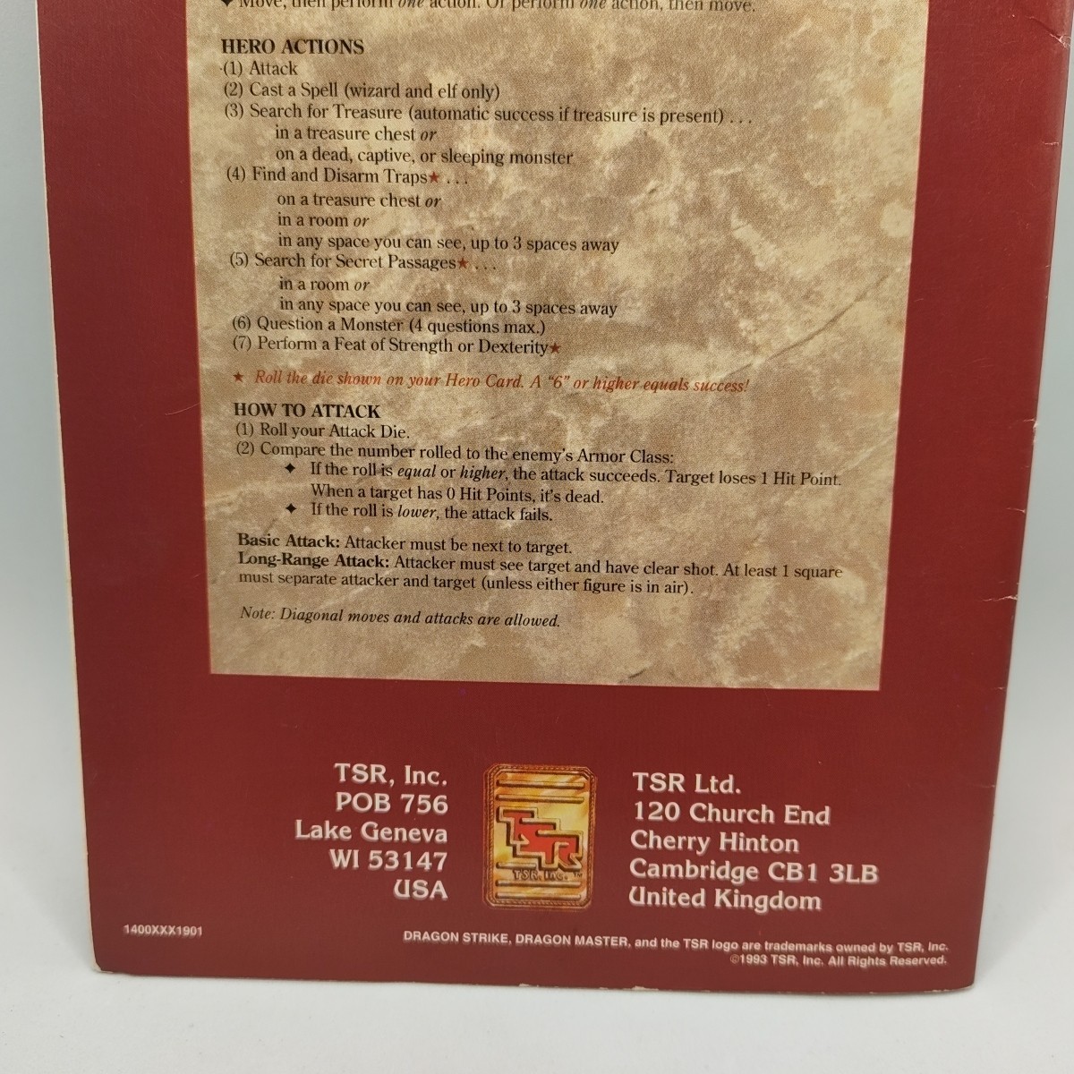1993 Dragon Strike Board Game Replacement Instruction Manual Booklet Part Only