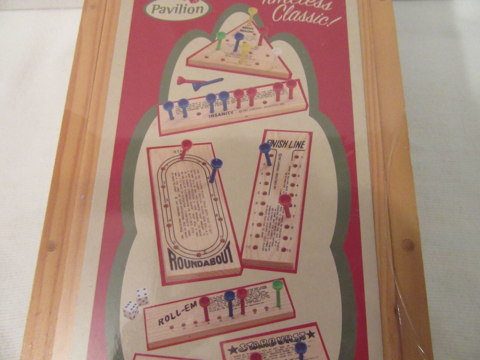 Pavillion Wood Game Set, Brain Teasers, NIB, Classics, Roll-em, Tic Tac Toe, etc