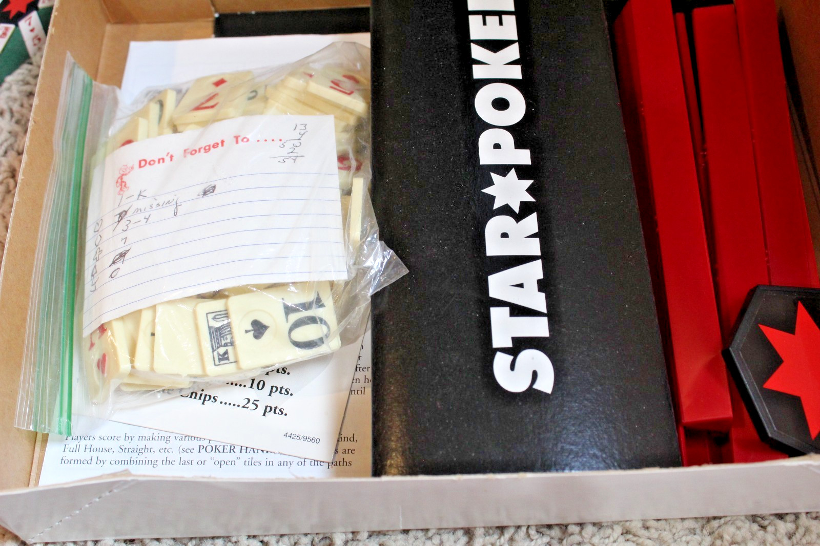 Star Poker Pressman Tile Poker Board Game