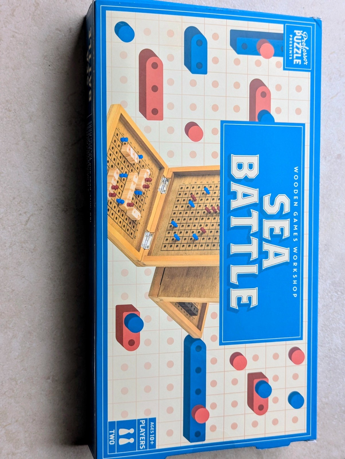 SEA BATTLE WOODEN GAMES WORKSHOP by Professor Puzzle Real Wood Classic Game NEW