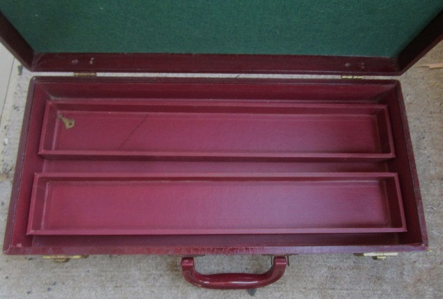 Vintage LOWE Mah Jong Red Storage Case ONLY w/ Key & Tile Holders