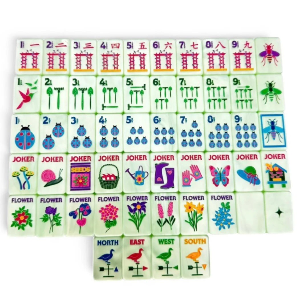 Luxury Fruit Green Crystal Acrylic American Mahjong Set 160 Tiles Home Game