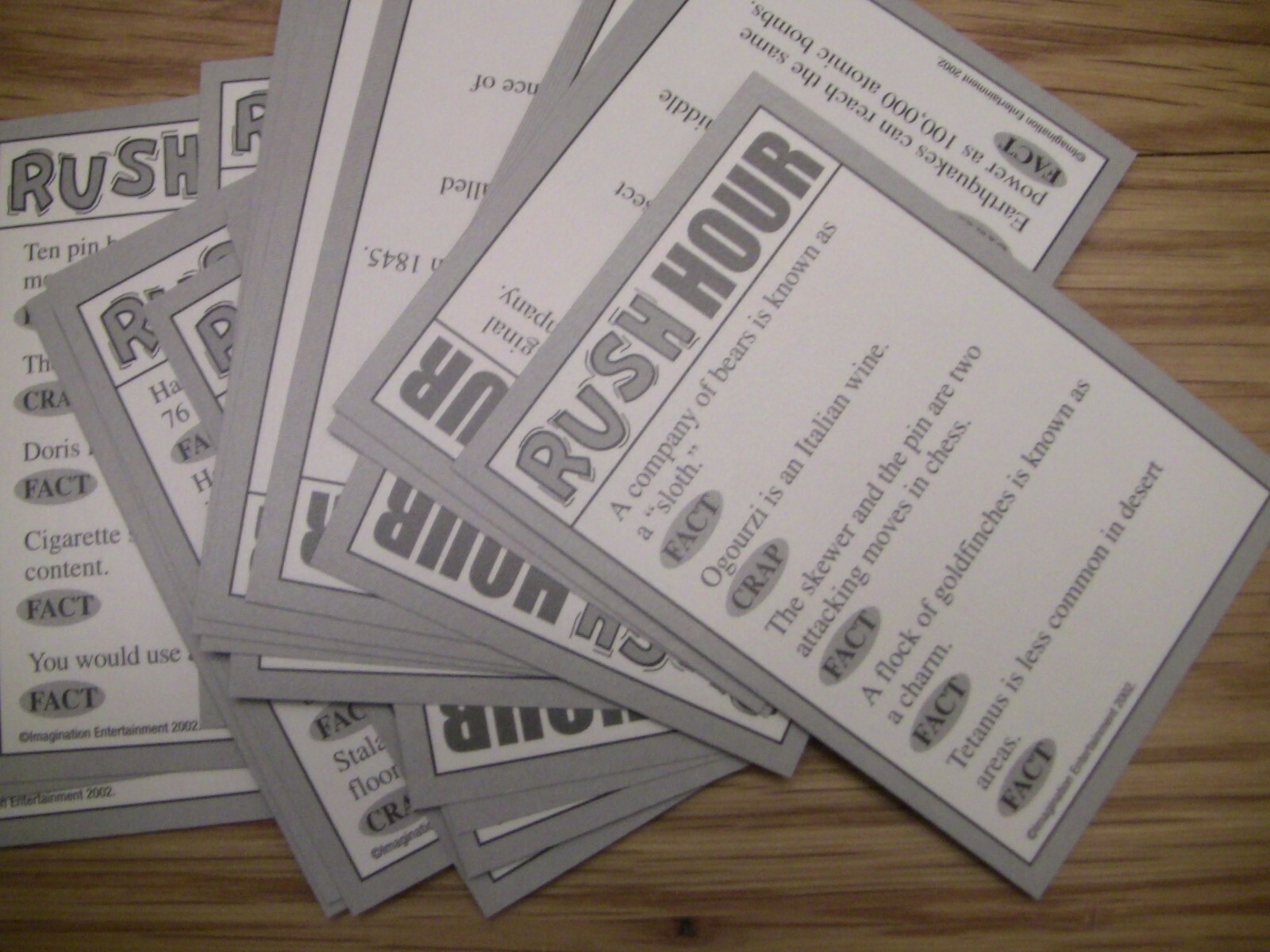 Fact Or Crap It’s Your Call! Game Replacement Parts/Pieces-64 Rush Hour Cards