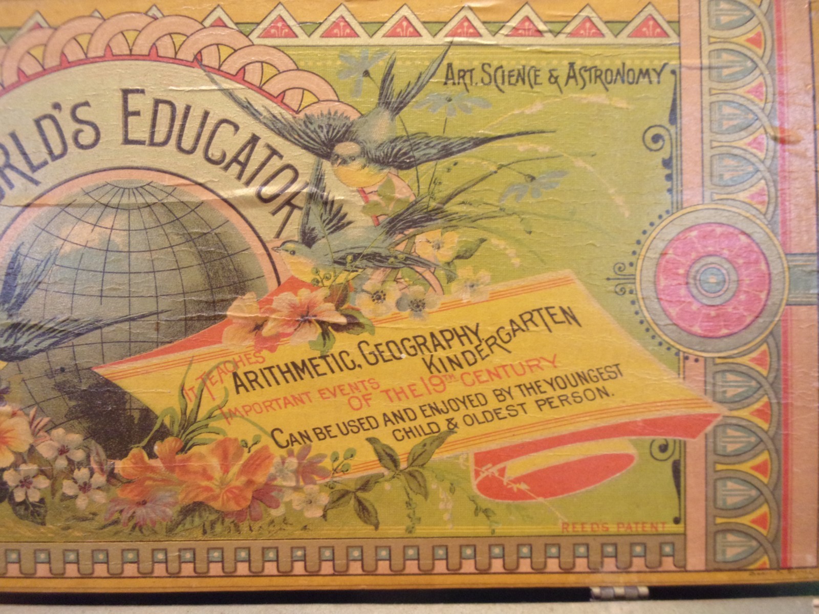 RARE 1887 Parlor Game: THE WORLD’S EDUCATOR, W.S. Reed Toy Co., Leominster, MA.