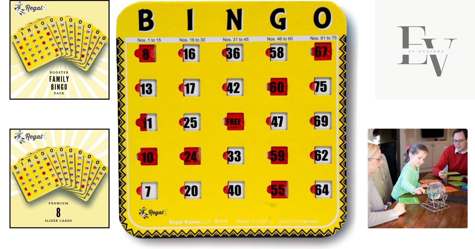 Travel-Ready Regal Bingo Cards – 8 Pack with Sliding Windows, Perfect for Groups