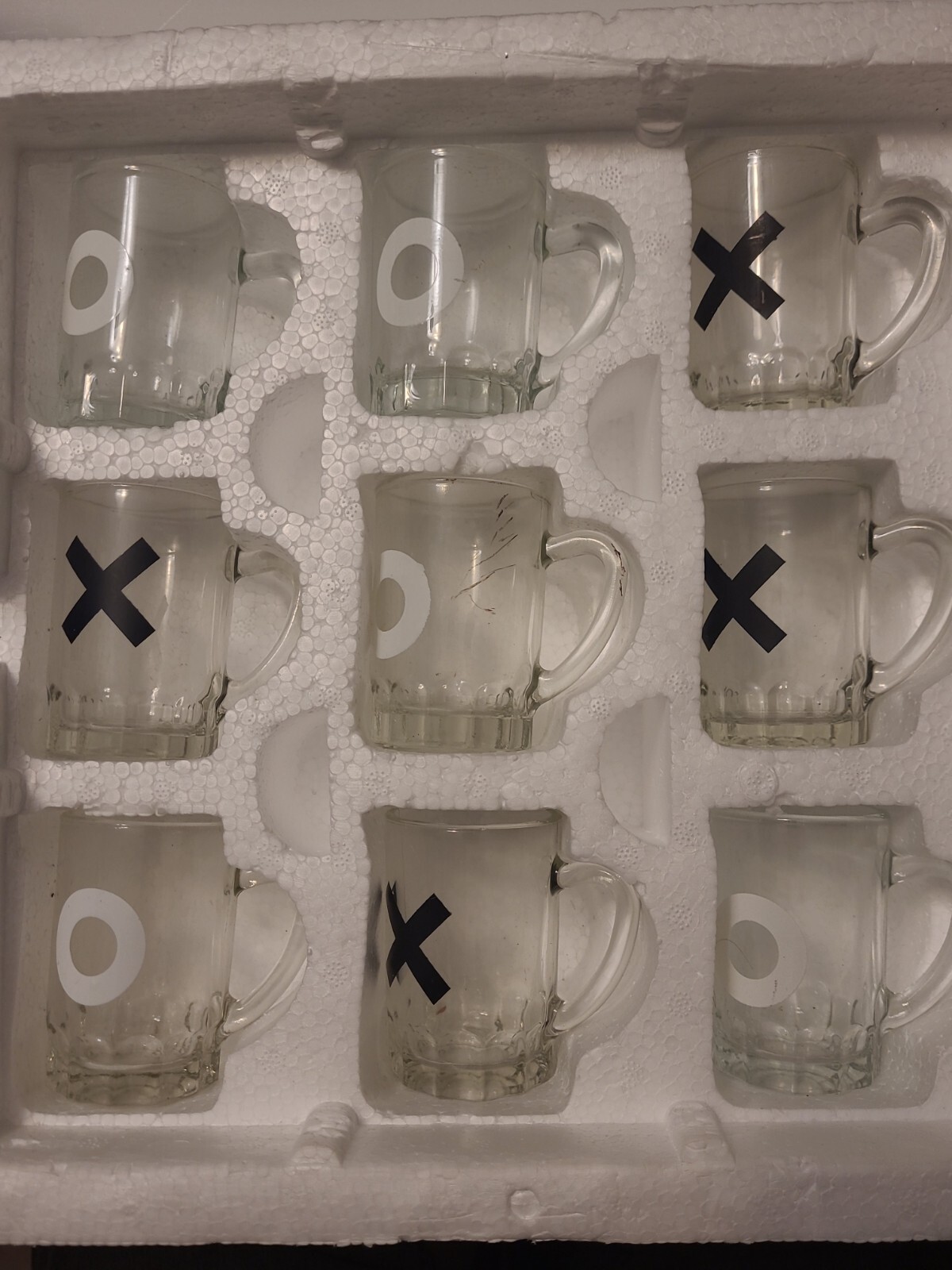 Tic Tac Toe Adult Drinking Games – 9 Full-Sized Shot Glasses -No box.