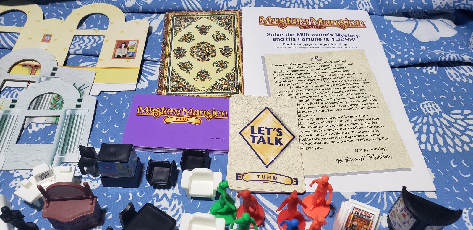 Mystery Mansion 1995 Electronic Talking Game Parts Furniture Figures Cards Only