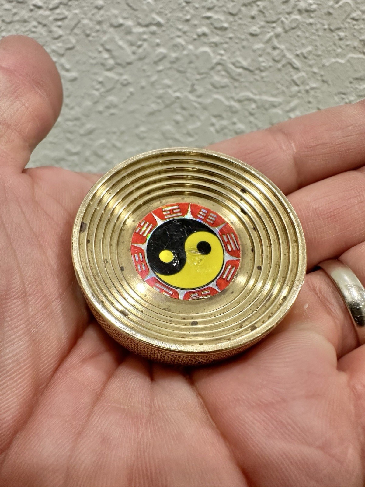 Vintage 90s Heavy Brass Metal Pog Slammer – Ying Yang- Thick – 3+ Oz