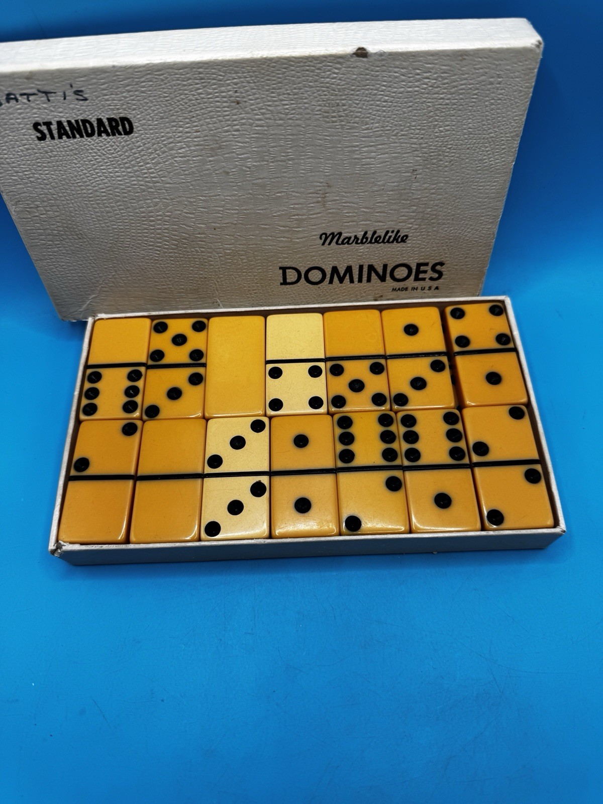 RARE Vintage Set Of Puremco Marblelike Ivory Dominoes – USA Waco, Texas – No 616