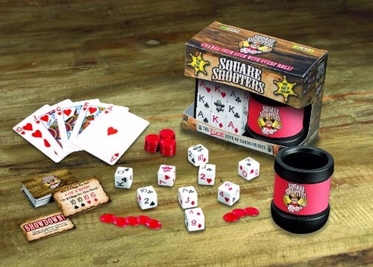 Original Square Shooters Dice Set Dice, Roller Cup, Deck of Cards and Poker Chip