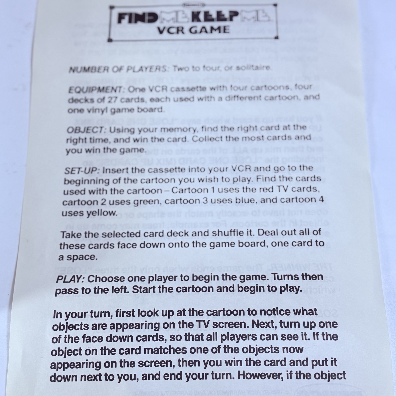 Find Me Keep Me VCR Game Remco Complete Rare Vintage VHS Board Game #12012 1986