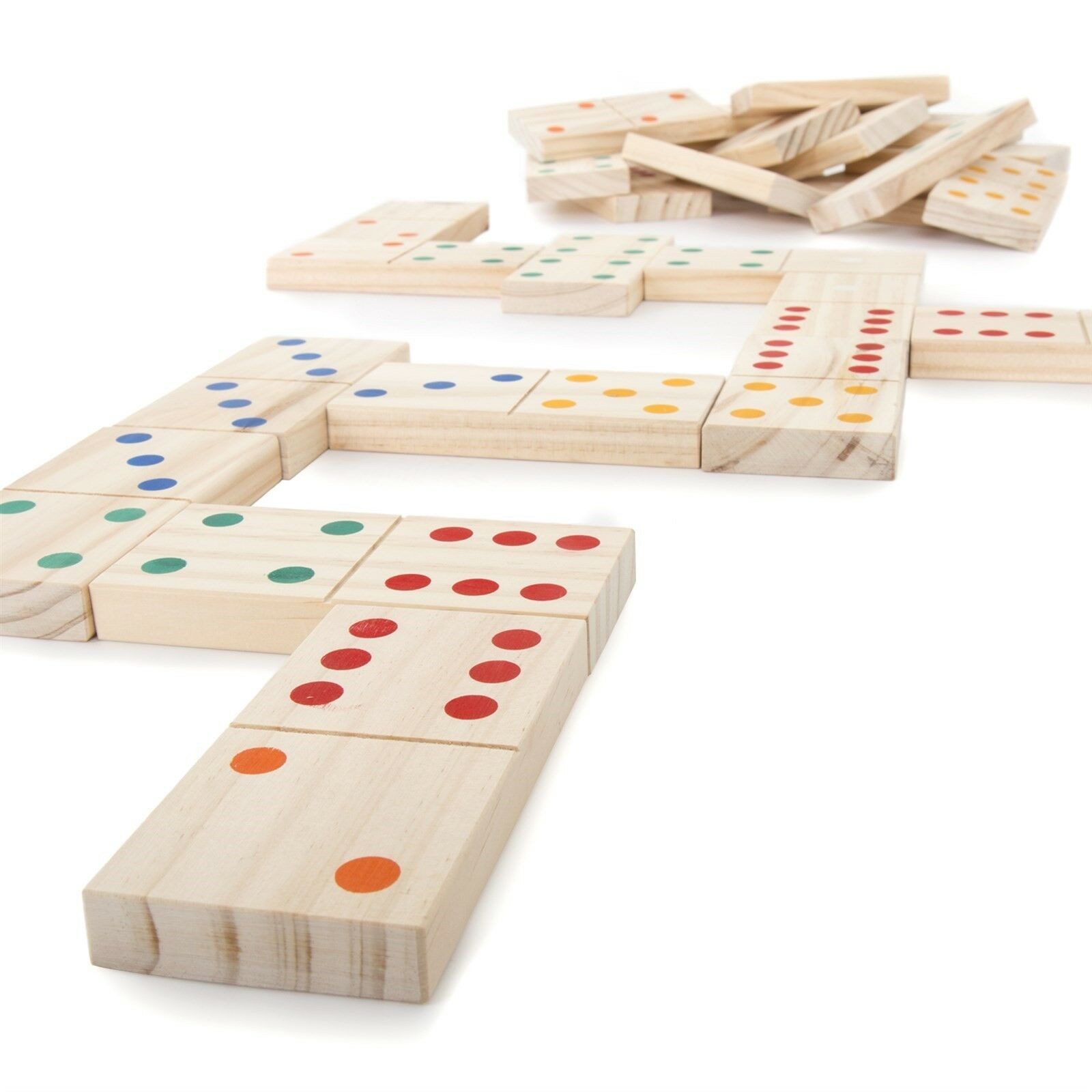28PC Domino Giant Huge Wooden Dominoes Set 5.3 x 2.6in Mesh Bag Indoor Outdoor