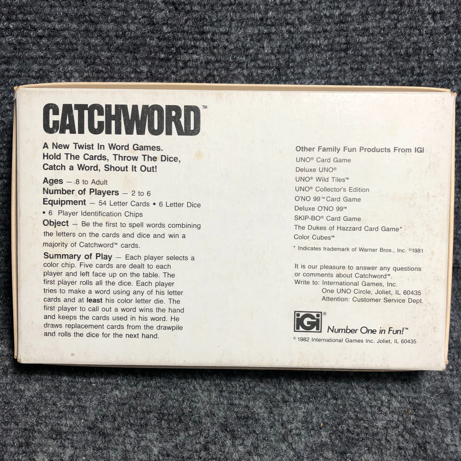 CATCHWORD From The Makers Of UNO Vintage 1982 Word Game #1010 Complete