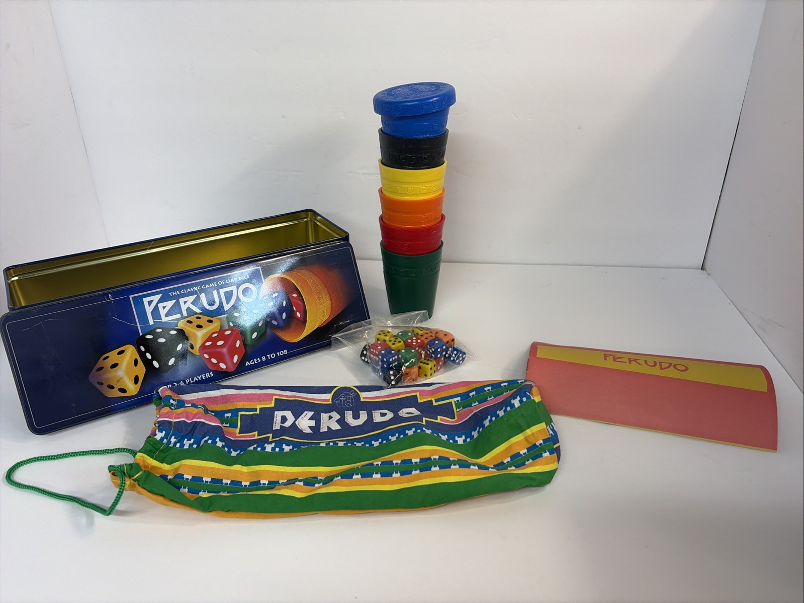PERUDO Liar’s Dice Game 2002 Tin – South American Dice Game 100% Complete