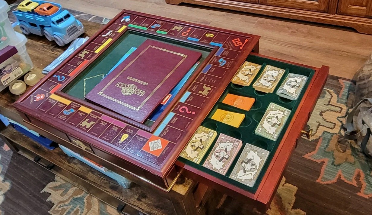 Monopoly Luxury Edition Wood Game Board 1991-Please Read Description