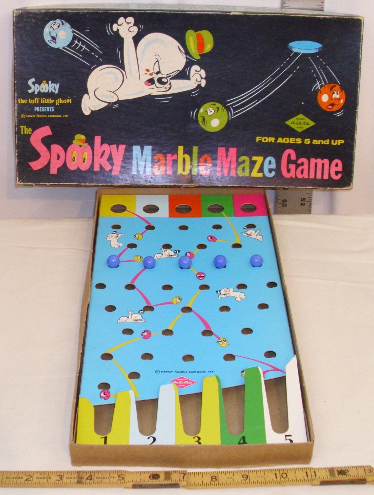 SPOOKY THE TUFF LITTLE GHOST TV CARTOON MARBLE MAZE GAME 1971 BOXED