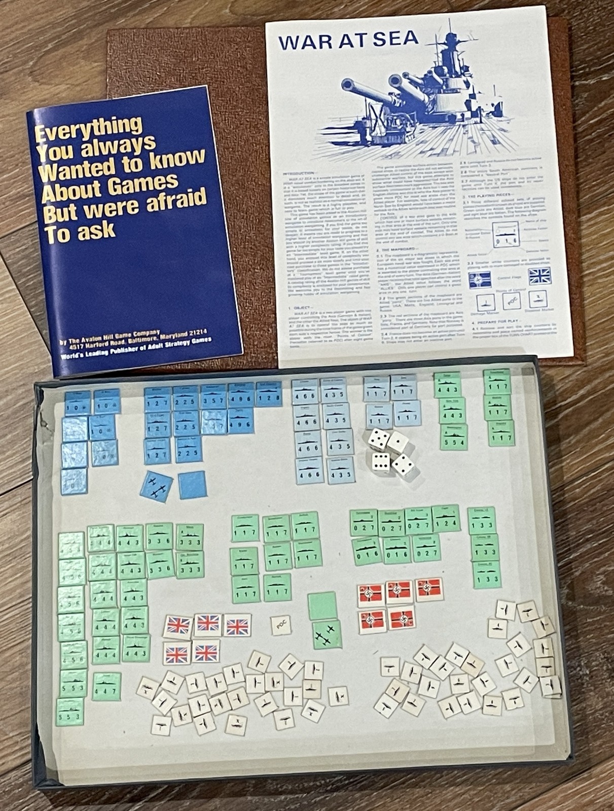 1976 Avalon Hill War At Sea No. 705 World War II Board Game Naval Realistic War
