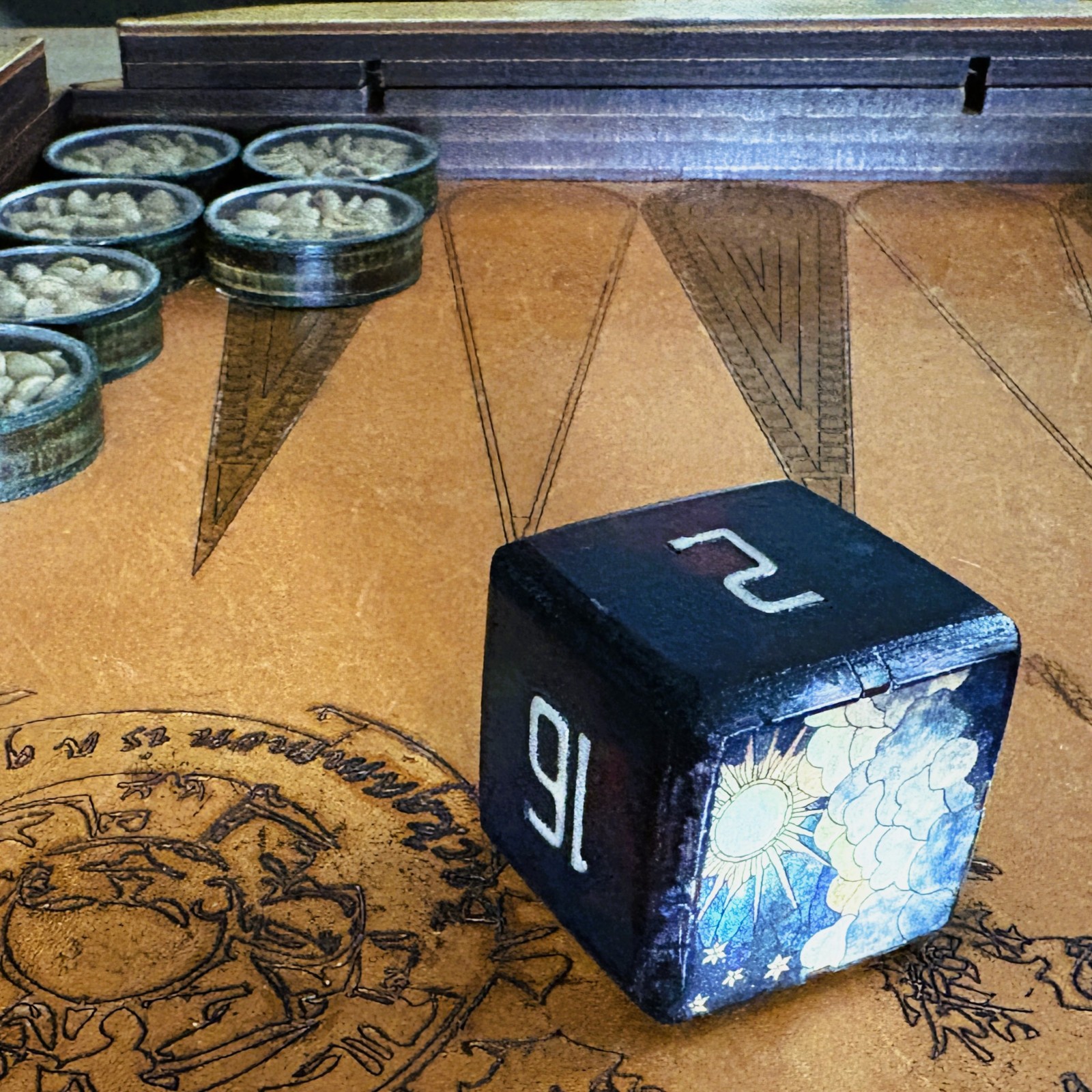 Stellar Sanctuary – Twilight’s Sacred Space – Backgammon Doubling Cube 36mm