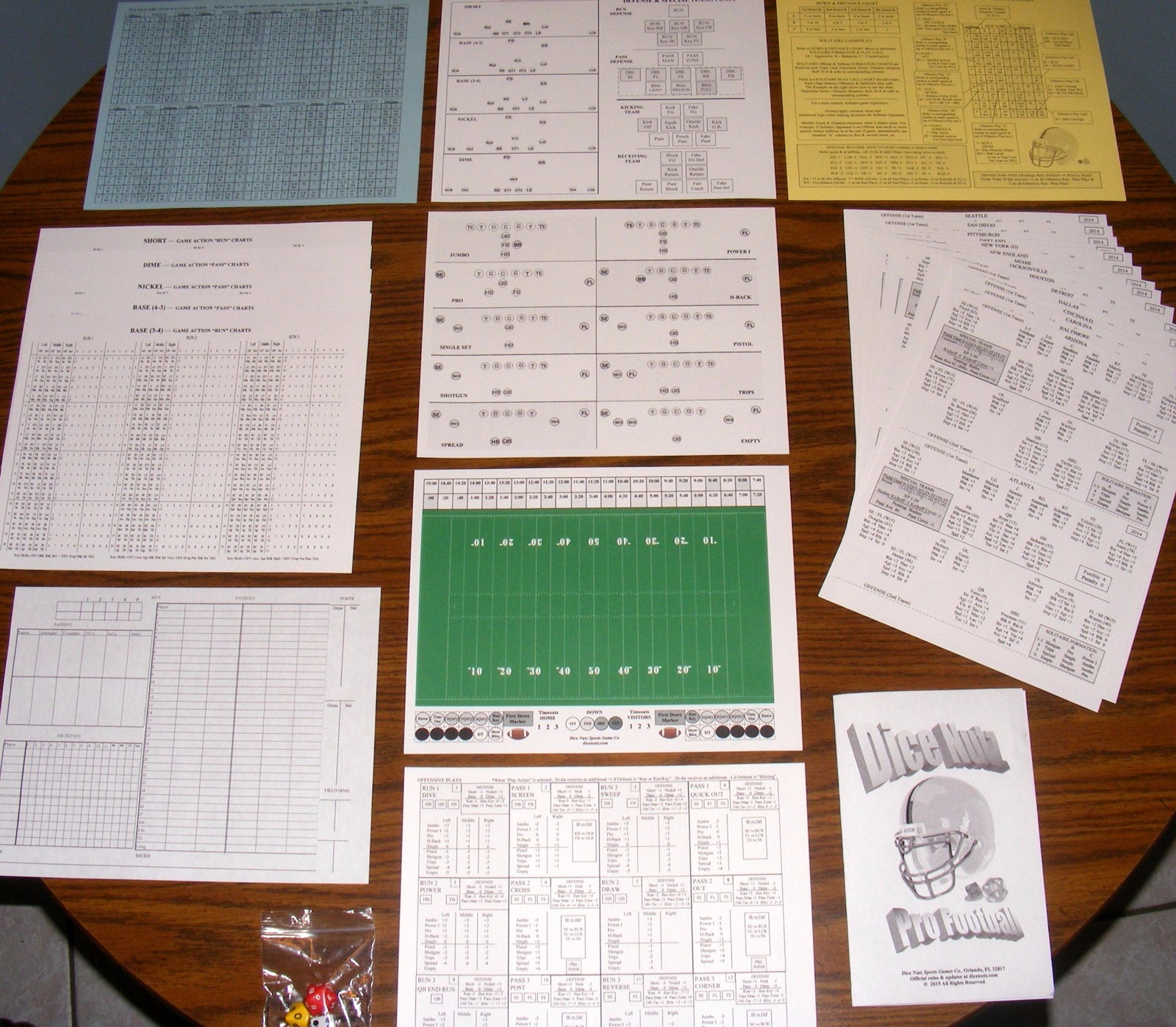 Dice Nutz Pro Football Board Game & 3 AFL Season Card Sets: 1964, 1966 & 1969