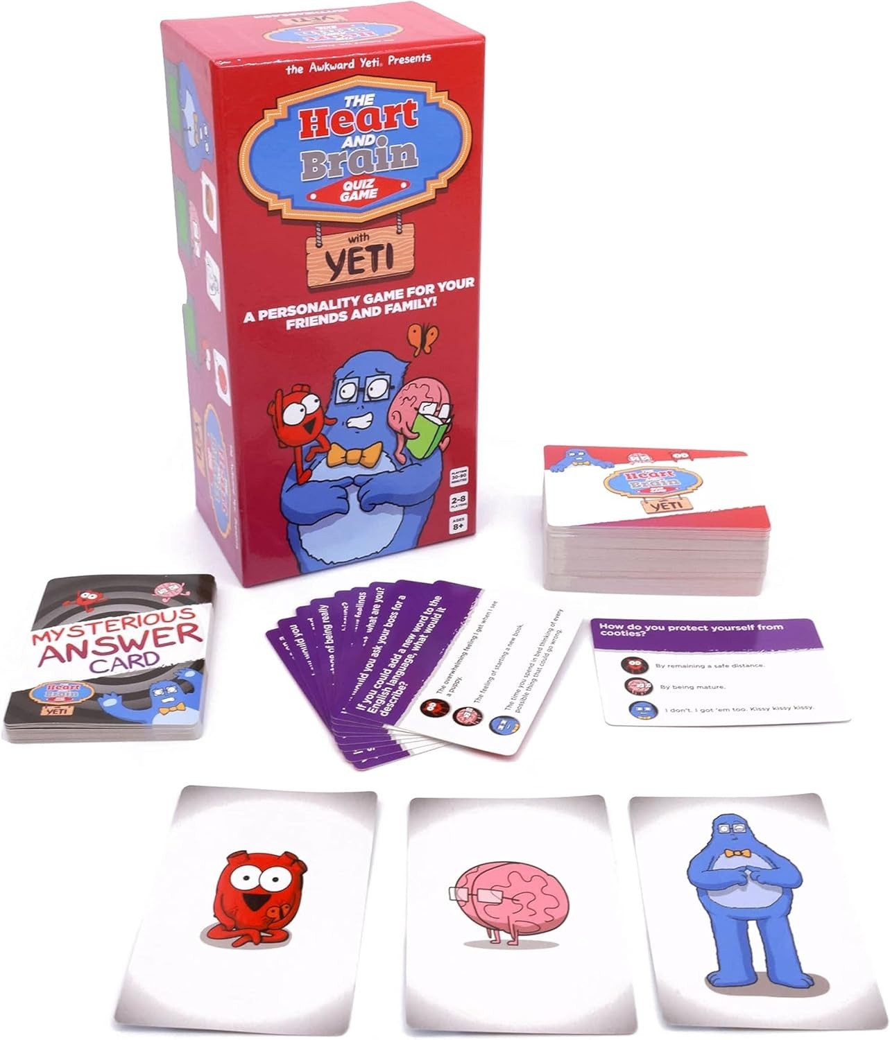 New Sealed Heart and Brain Quiz Game Awkward Yeti Personality Game 8+ Free Ship