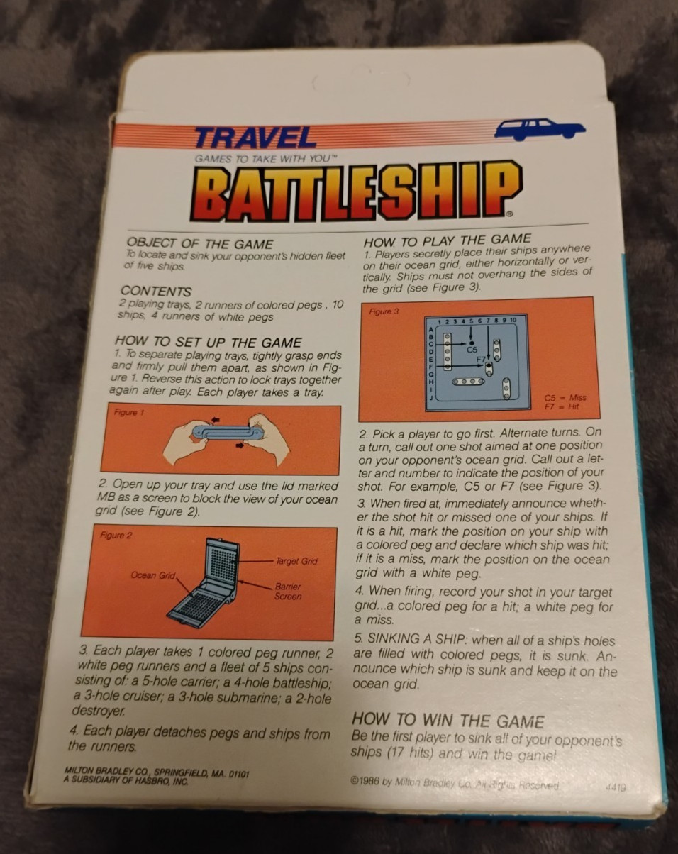 Vintage 1986 Travel Battleship Game New in Box Milton Bradley MB Classic