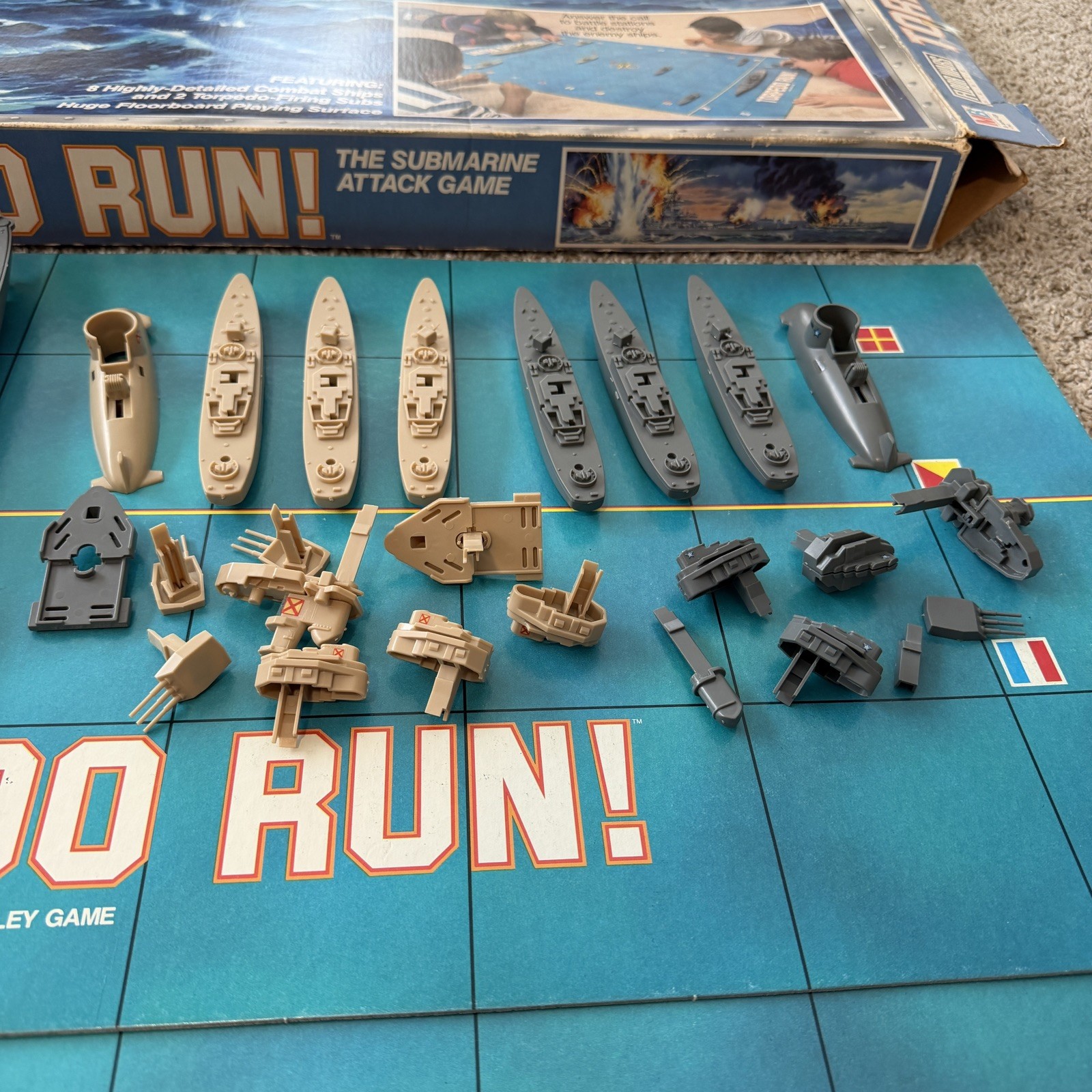 Vintage 1986 Torpedo Run! by Milton Bradley Floor Wars Board Game Near Complete