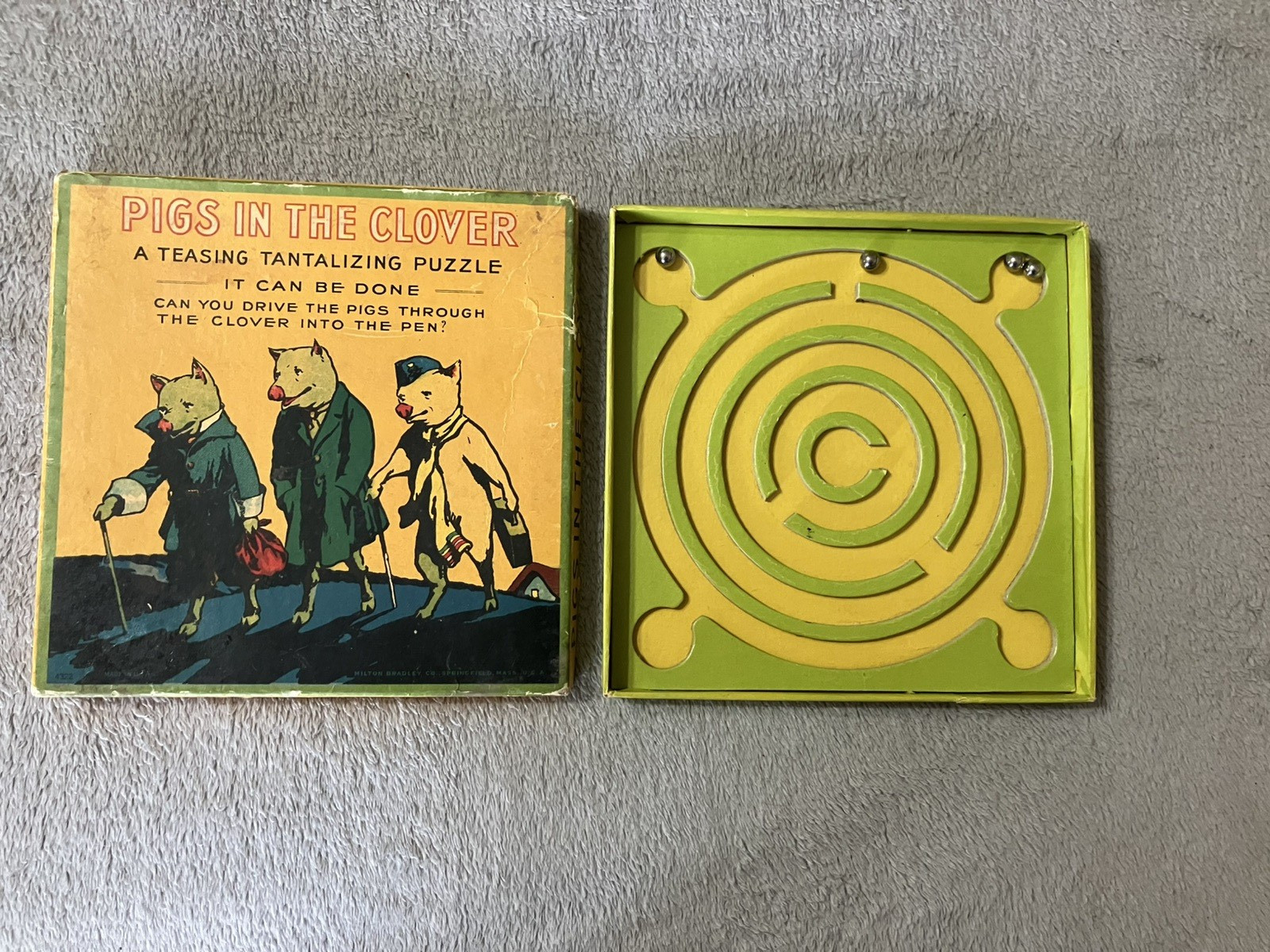 Pigs in the Clover Milton Bradley Puzzle Game #4322 1930s Toy