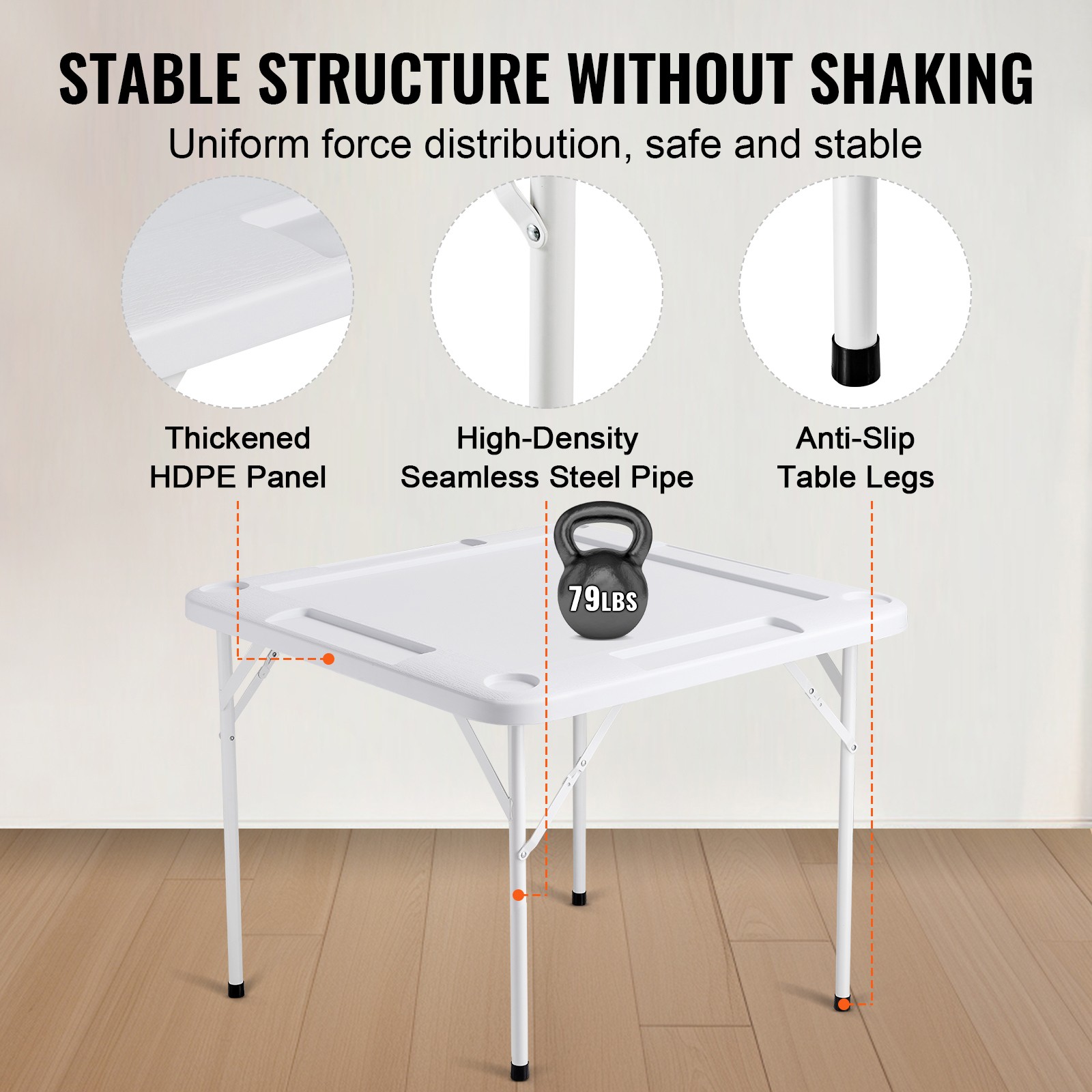 UimosoMahjong Table 4 Player Folding Card Table & Table Mat Cup Holder Chip Tray