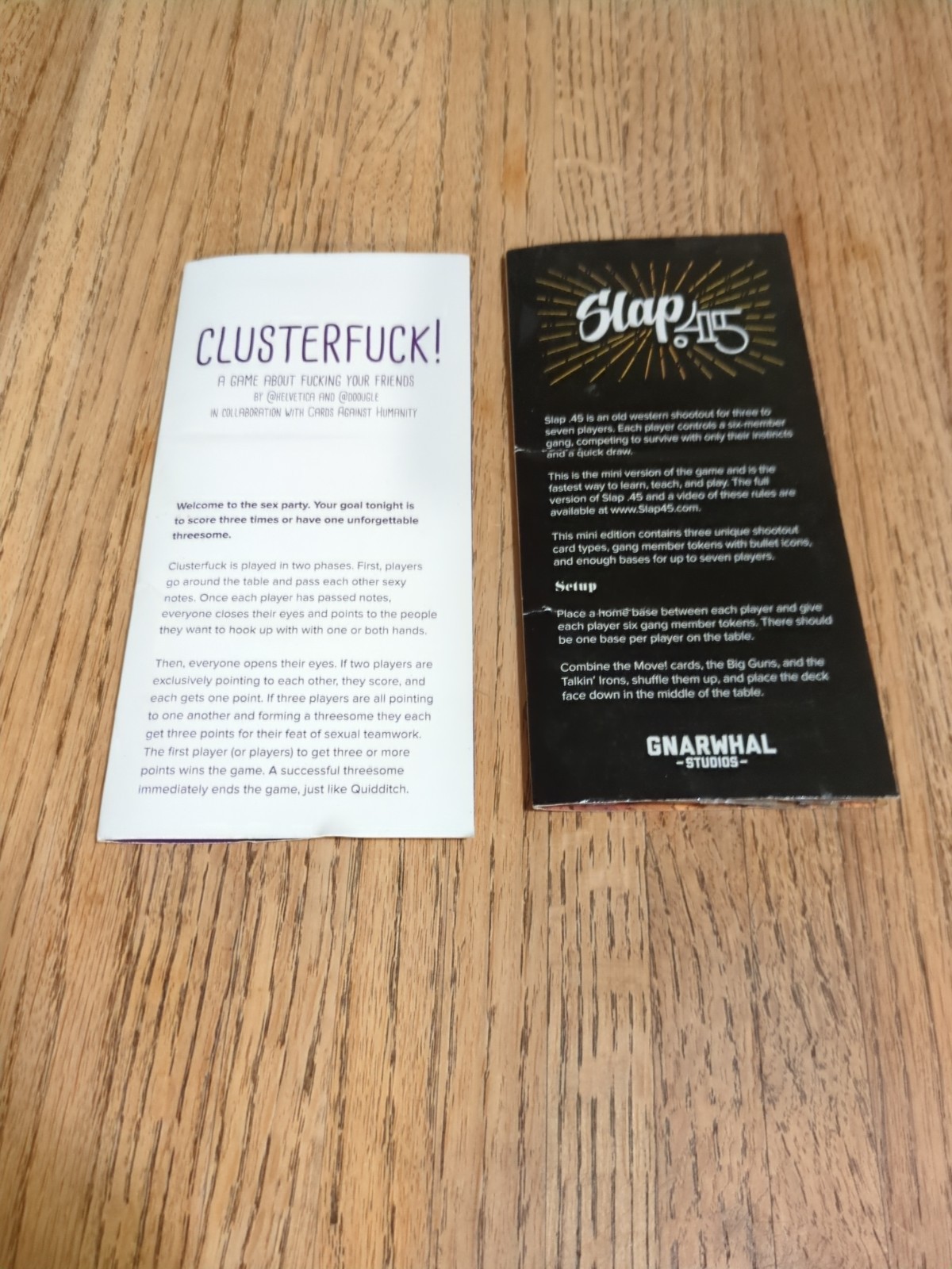 Clusterfuck! And Slap.45 Mini Games Sealed New Rare Cards Against Humanity Promo