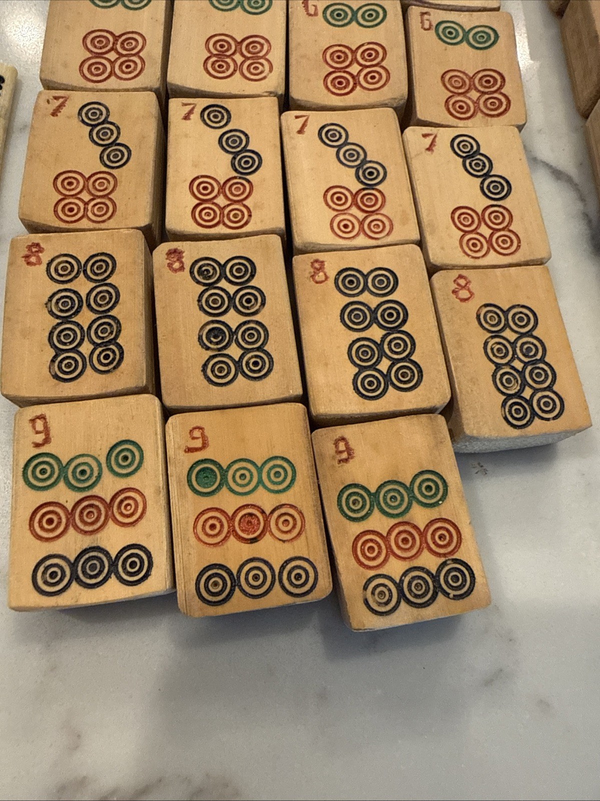Vintage Chinese Mahjong Set Dragon Carved Wood Box Bamboo 147 Tiles Sticks Dice