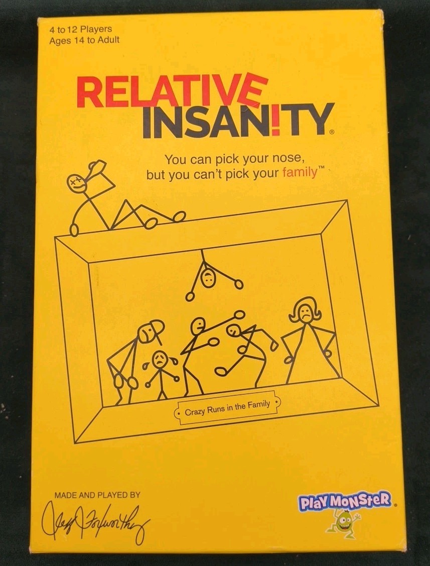 2020 Relative Insanity Party Game About Crazy Relatives New Sealed