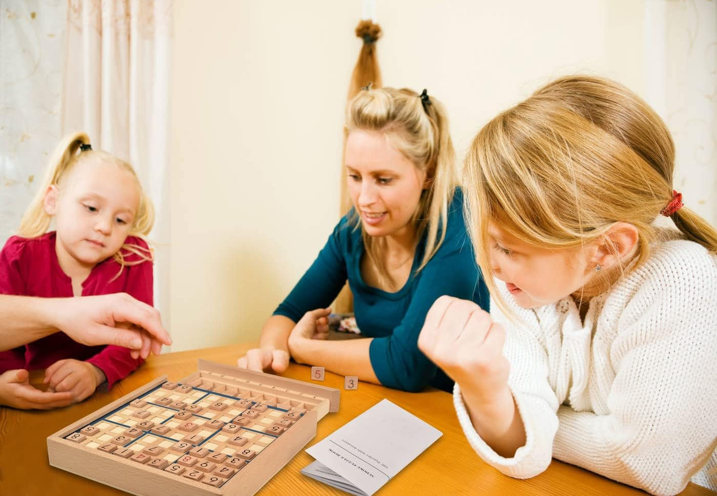 Wooden Sudoku Board Game with Drawer – with 100 Puzzles Sudoku Book for Adults –