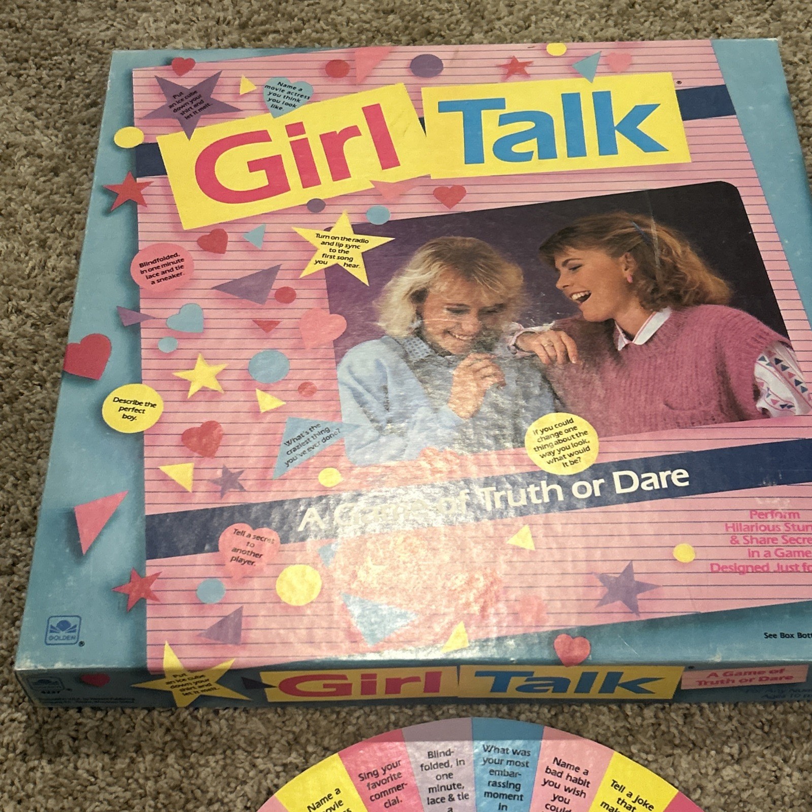 Vintage 1988 Girl Talk Board Game Golden Original W/Zit Stickers