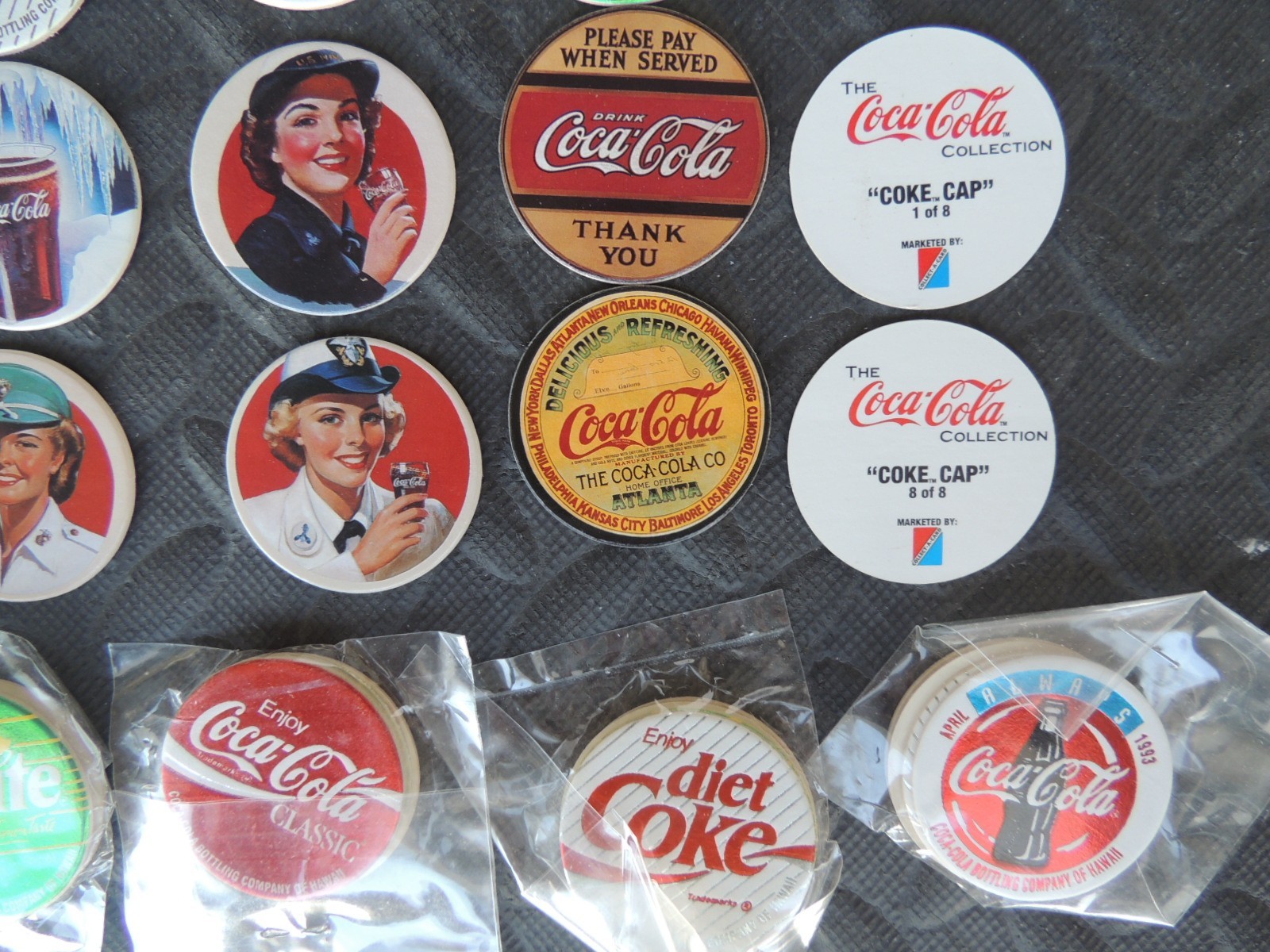 POGS COKE CAPS COCA COLA LOT 10 COMPLETE SETS 4 FOIL HAWAIIAN + 8 COKE SERIES 2