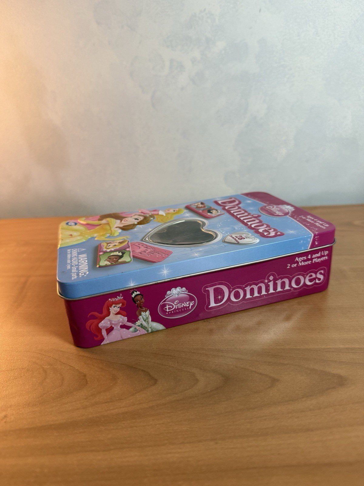 Disney Princess DOMINOES Game in Pink Metal Tin. Wonder Forge, SET COMPLETE