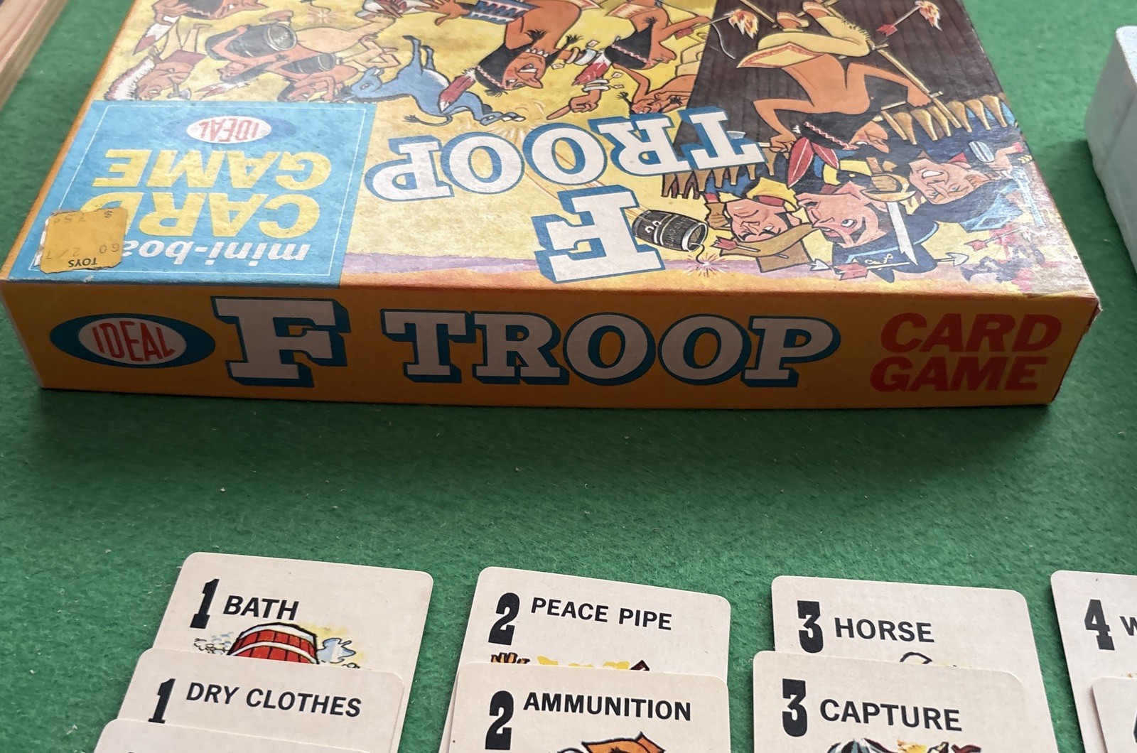 VINTAGE 1965 F TROOP MINI-BOARD CARD GAME, ABC TV Ideal 43 cards nice shape
