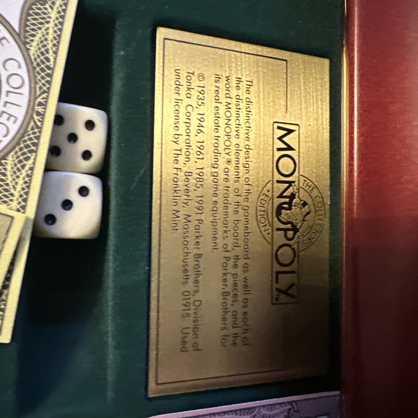 Monopoly Collector’s Edition 1991 Franklin Mint Wooden Luxury Board Game