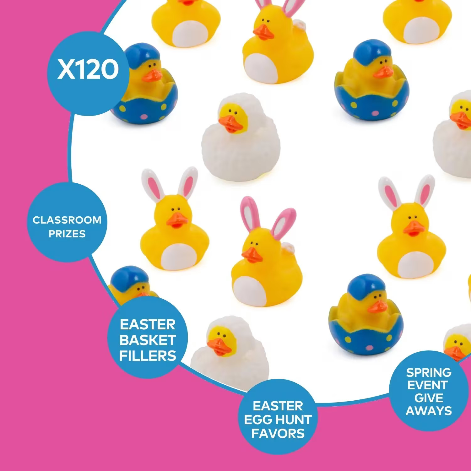 Adorable Easter Rubber Ducks – 120 Pc. for Egg Hunts and More