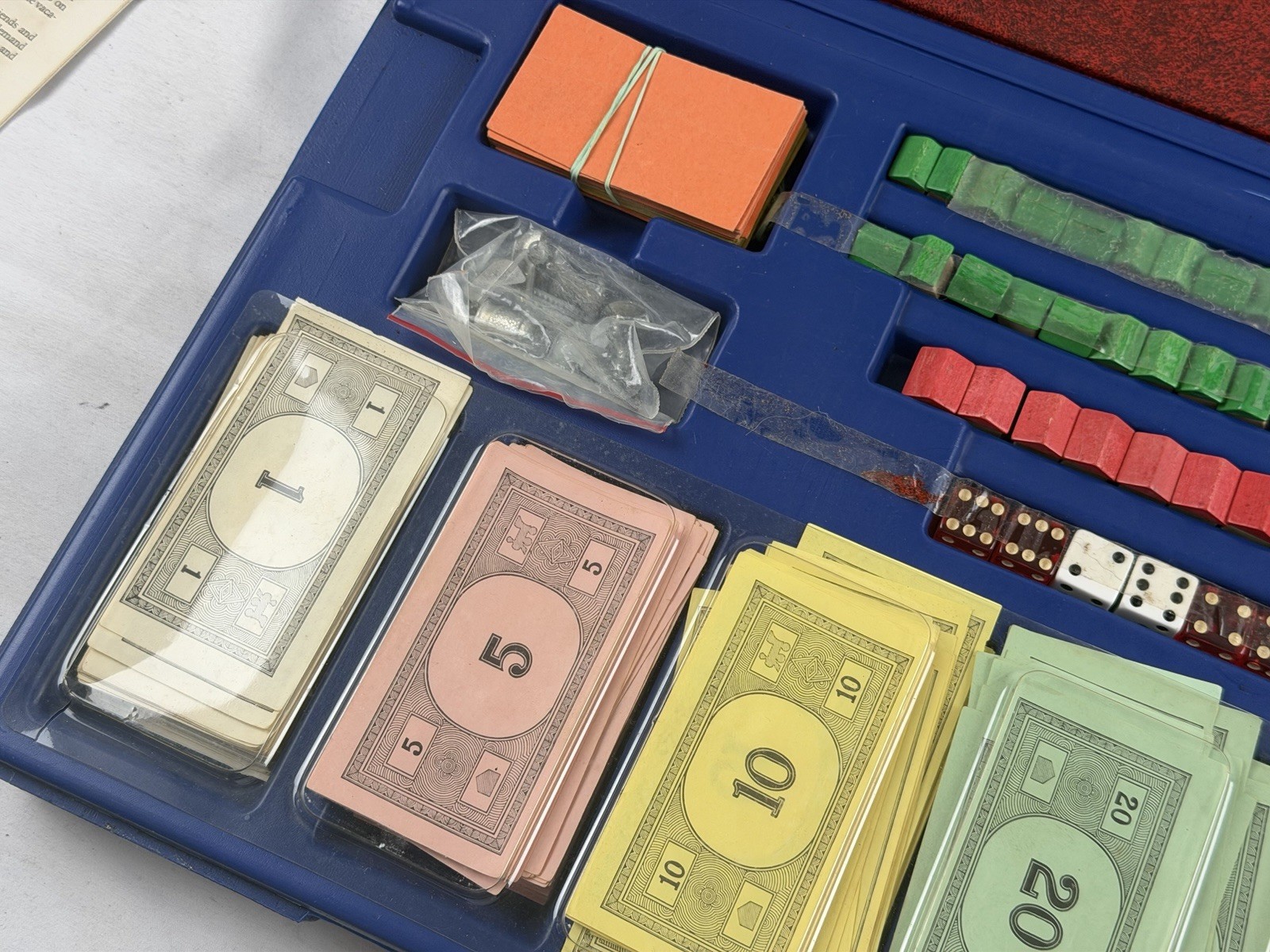 Vintage 1973 Monopoly Board Game Blue Hard Plastic Travel Case Complete