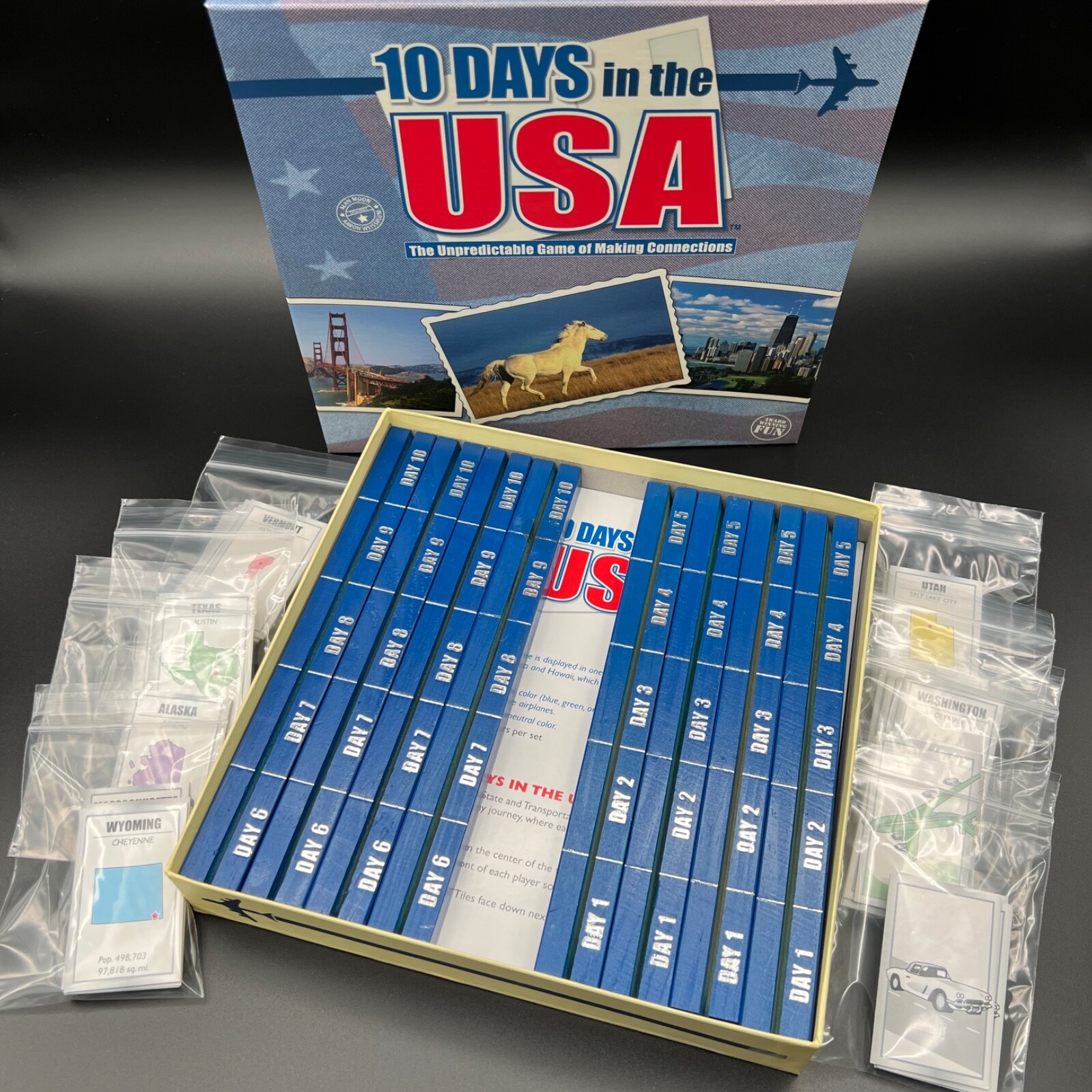 2003 Out of the Box Games 10 Days in the USA Strategy Board Game Complete