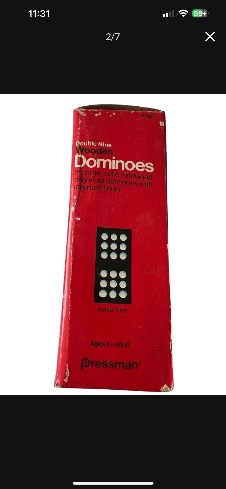 Pressman Wooden Double Six Dominoes Multiple Player Game (1983)